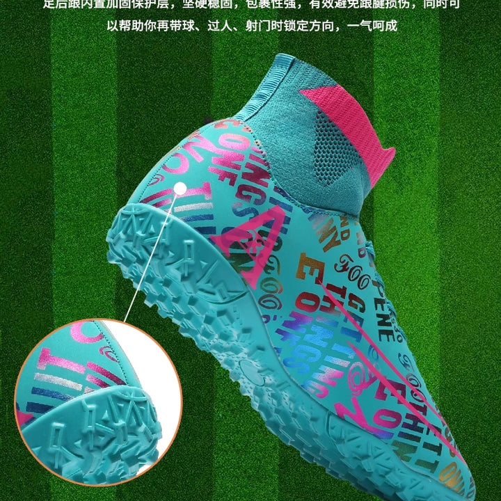 2025 New Hot Sale Football Boots Child Sneakers High Top AG Soccer Shoes Boys Outdoor Grass Training Shoes For Kids chuteiras de