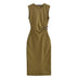MUJER Pleated Midi Dress for Women Sleeveless Long Dress Vintage Party Buckle Office