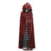 Casual Bloodstain Halloween Costume Cosplay Props Funny Party Halloween Death Cloak with Cap Dark Plaid Spider Web Cape Adults