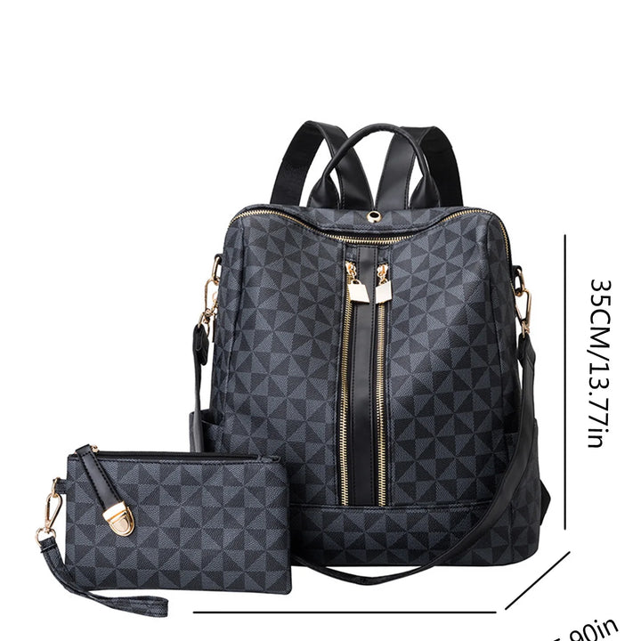 2pcs Backpack And Handbag Set, For Women, Waterproof Double Shoulder Crossbody Bag, Women's Travel Send Co