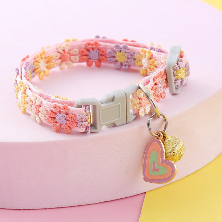 Pet Collar With Bell Cartoon Footprint Colorful Dog Puppy Kitten Collar Adjustable Safety Bell Ring Necklace Pet Accessories 1Pc