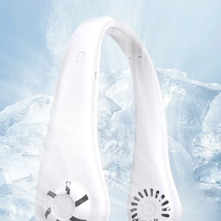 Long endur New Mini Neck Mounted Fan Portable Bladeless Neck Rechargeable Air Cooler 3 Speed Mini Summer Sports Fan Outdoor