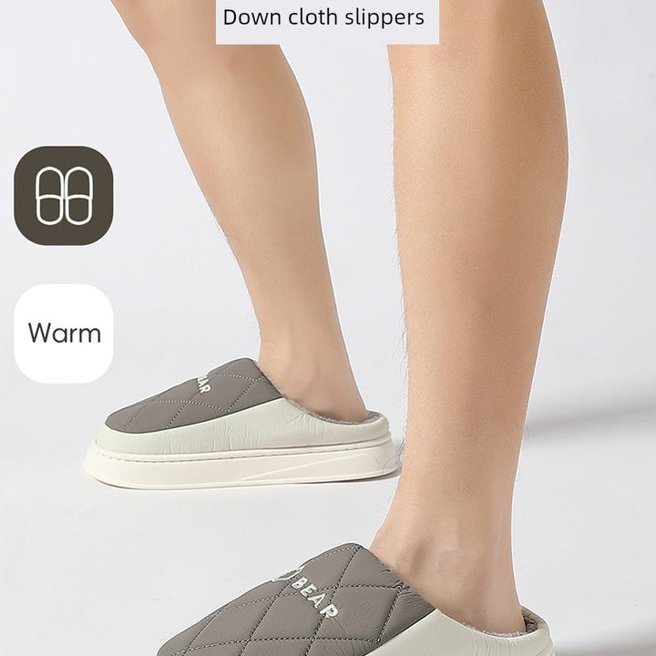 Waterproof Cotton Slippers Men Autumn and Winter 2025 New Arrival Indoor Home Non-Slip down Heattech Cotton Slippers Men's Winter