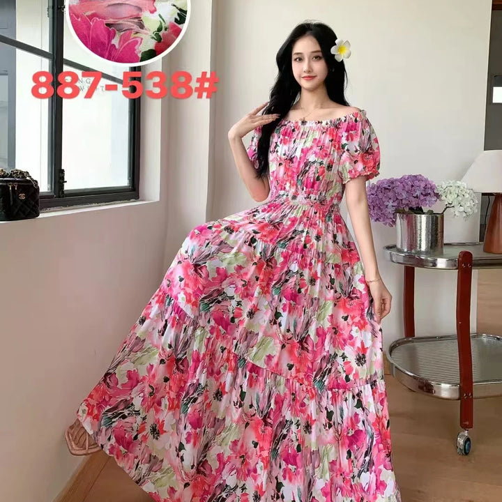 Vestidos Para Mujer Maxi Long Dress native stamps Bohemian Boho Cotton Floral Vintage casual.