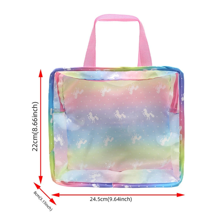 Newborn Doll Accessories Kit with Clear Display Rainbow Carrying Bag Transparent Display Window Fit 14inch Dolls Doll Travel Set