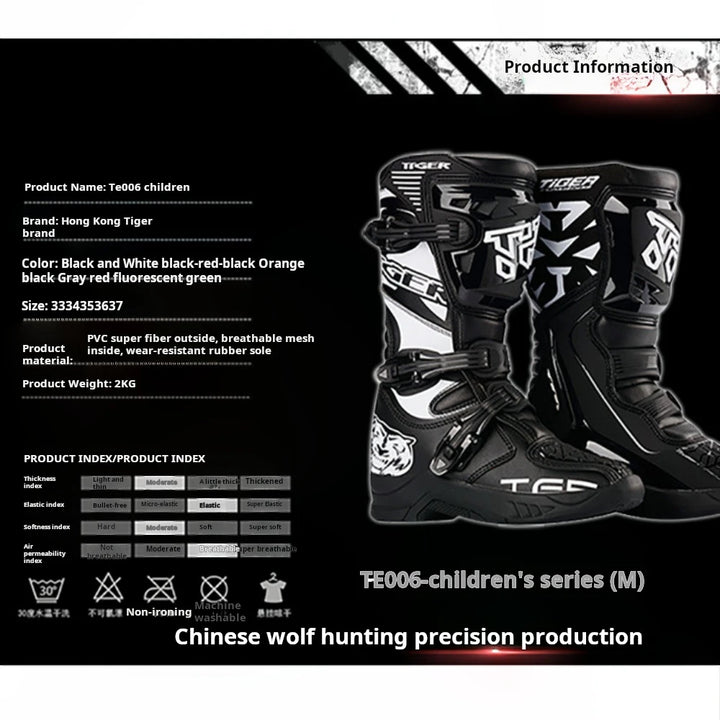 Original Children TIGER Motorcycle Boots ATV Downhill Off-Road Botas Racing Riding Soft Sole Youngster Motocross Boots For Kids