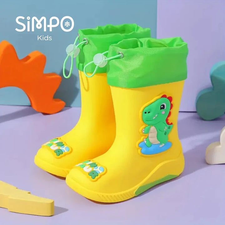 Kids' Mid-Calf Rain Boots Non-slip Durable With A Drawstring To Prevent Water Ingress High-Quality Rubber Waterproof Shoes