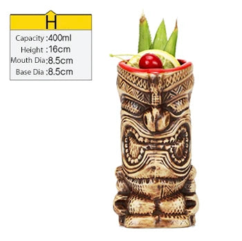 Tiki Mugs Ceramic Hawaiian Luau Party Mugs Drinkware, Cute Exotic Cocktail Glasses, Tiki Bar