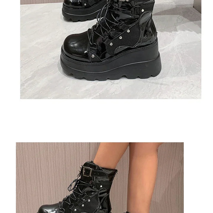 Women's Boots 2024 Autumn Women Ankle Boots Platform Wedges High Heels Short Boots New Fashion Design Zip Cosplay Shoes of Women