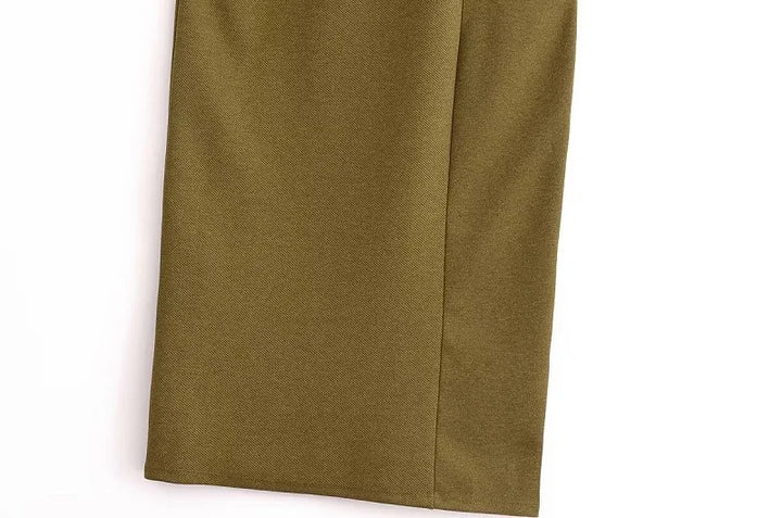 MUJER Pleated Midi Dress for Women Sleeveless Long Dress Vintage Party Buckle Office