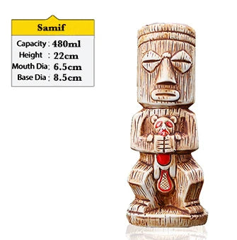 Tiki Mugs Ceramic Hawaiian Luau Party Mugs Drinkware, Cute Exotic Cocktail Glasses, Tiki Bar