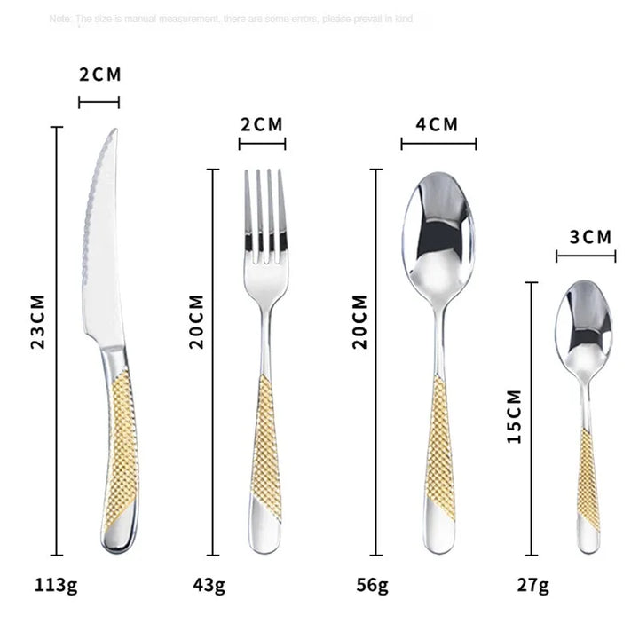 Kitchen Tableware Cutlery Set  Cutlery Set Stainless Steel Luxury Dinnerware Fork Spoon Knife Western Dinner Set Gold