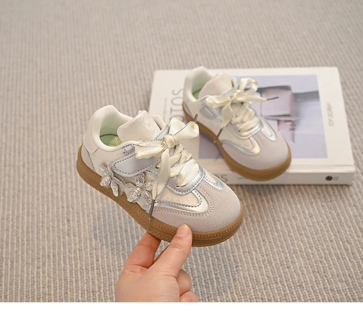 Kids Skate Sneakers for Girls 2025 Autumn New Toddler Walking Shoes Cute Ornament Non-slip Retro Comfort School Sports Sneakers