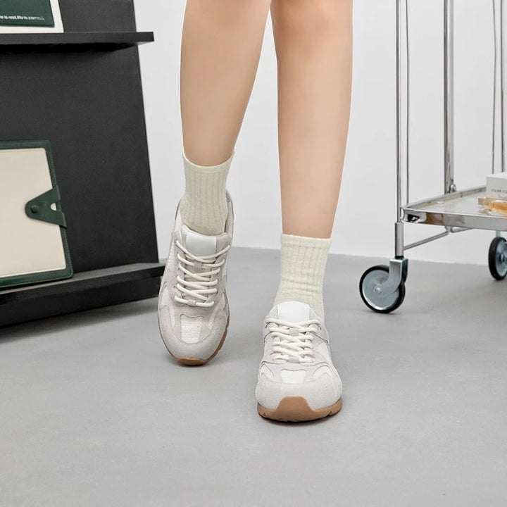 Women Sneakers Spring Summer Wear New Genuine Leather Retro Fashion Casual Flats Women Lace-up German Training Shoes Women