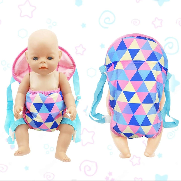 Newborn Doll Accessories Kit with Clear Display Rainbow Carrying Bag Transparent Display Window Fit 14inch Dolls Doll Travel Set