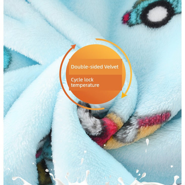 Autumn and Winter Thick Warm Anti-Kicking Blanket Hooded Home Pajamas