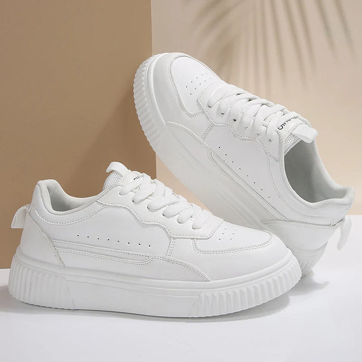 Women Sneakers Spring Autumn Plus Size White Sneaker Women Leather Platform Vulcanizd Shoes Woman Comfort Lace Up Flat Sneakers