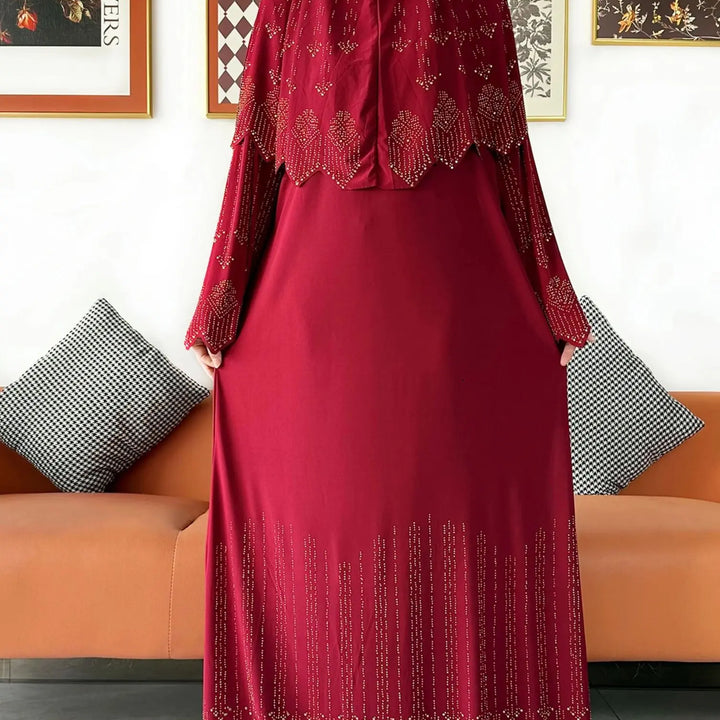 Two Piece Set Hijab Prayer Clothes Muslim Abaya Set Women Prayer Garment Dress Hijab Long Khimar Long Dress Sets Islamic Ramadan