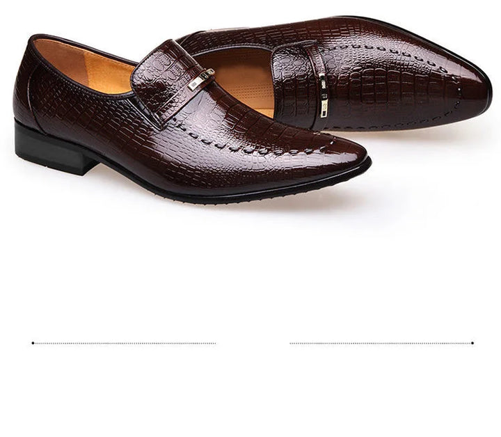 Mens PU Luxury Crocodile Pattern Men Business Dress Shoes Leather Casual Social Shoe Male Wedding Footwear Zapatos Hombre