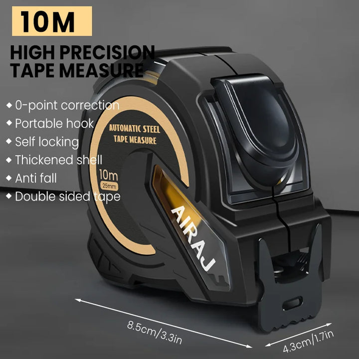 AIRAJ 3M to 10M Metric Self-Locking Tape Measure with Rubberized Coating, High - Precision Straightedge Measuring Tool Hand Tool