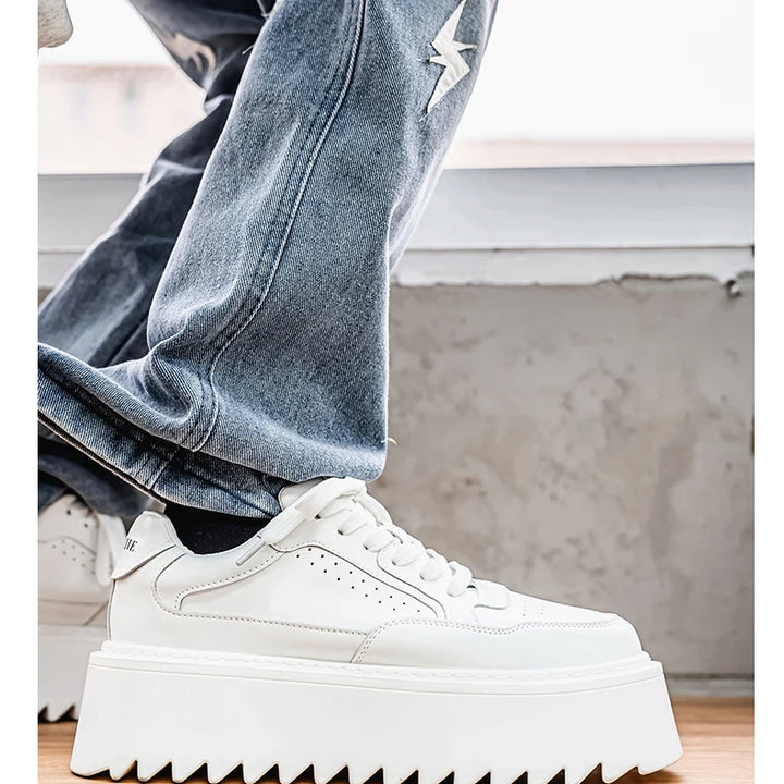 Small White Shoes, Men's New Increase Platform Shoes 2025 Spring Retro Trend Platform Shoes