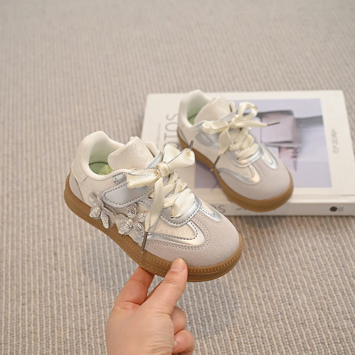 Kids Skate Sneakers for Girls 2025 Autumn New Toddler Walking Shoes Cute Ornament Non-slip Retro Comfort School Sports Sneakers