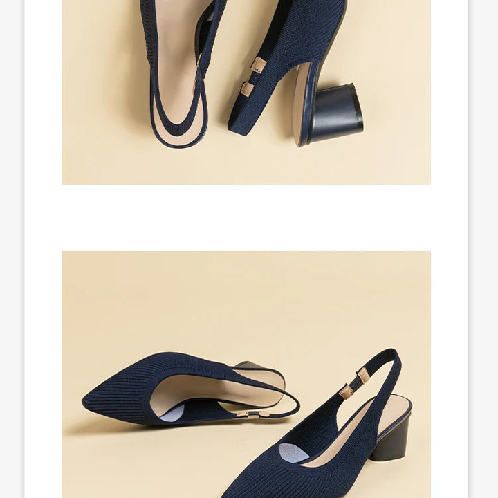 DIMANYU Women Dress Shoes Knitted Solid Color Toe Back Trip Fashion Sandals Women Pointed Toe Shallow Sidespace Women Sandals