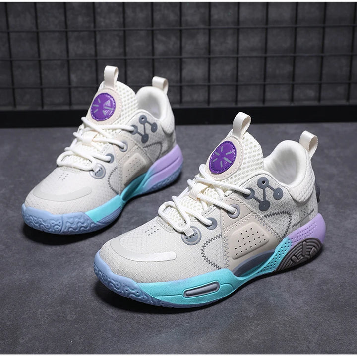 Kids Fashion Sneakers for Boys Leather Breathable Sports Basketball Shoes Lightweight Children School Walking Footwear