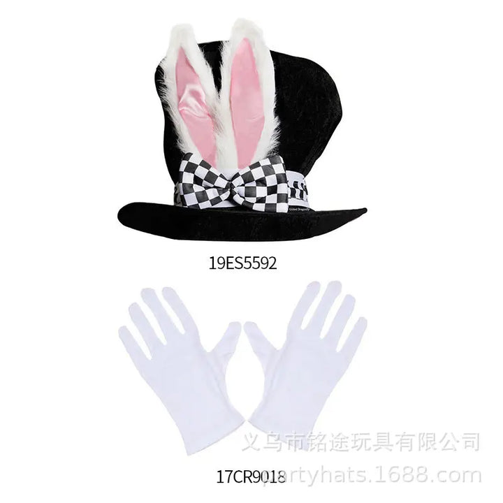 Halloween Easter White Rabbit Top Hat Alice Cosplay Bunny Bowler Men Women Magician Costume Accessory Suit Fairy Tale Tea Party