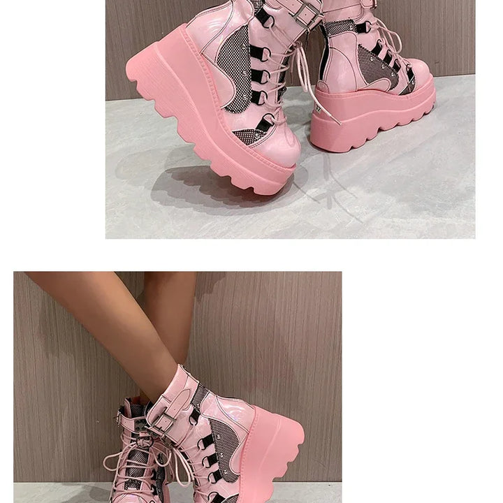 Women's Boots 2024 Autumn Women Ankle Boots Platform Wedges High Heels Short Boots New Fashion Design Zip Cosplay Shoes of Women