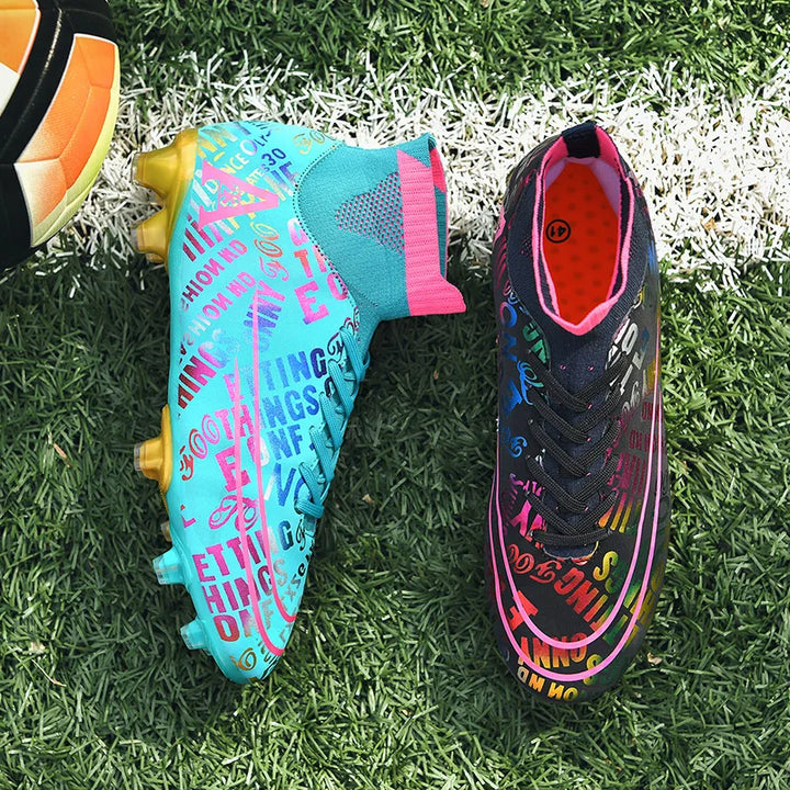2025 New Hot Sale Football Boots Child Sneakers High Top AG Soccer Shoes Boys Outdoor Grass Training Shoes For Kids chuteiras de