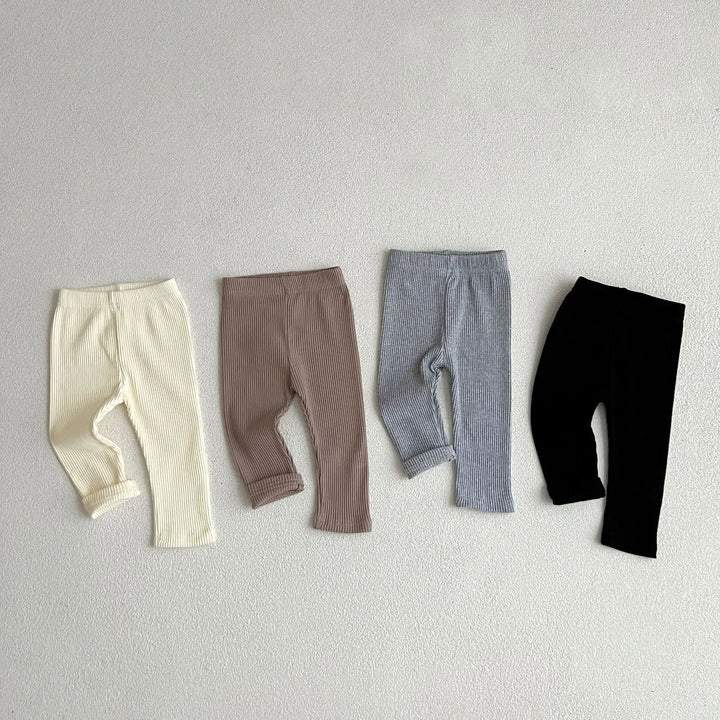 Baby Solid Leggings Girls All-match Striped Skinny Pants Kids Cotton Elasticity Slim Pants Newborn Boy Stretch Trousers