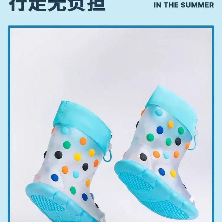 Anti-Slippery Rain Boots Kids Fashion Casual Waterproof Boys Girls Print Cartoon Children PVC Soft Soles Shoes 2025 Summer