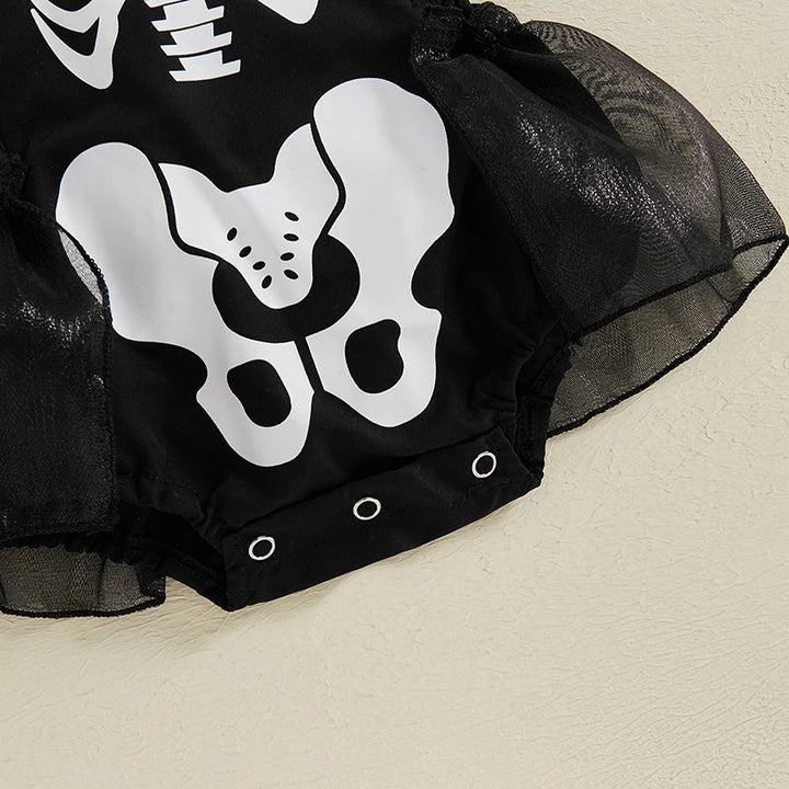 Baby Clothing Girl Halloween Romper Skeleton Print Ruffles Jumpsuit for Newborn Cute Clothes