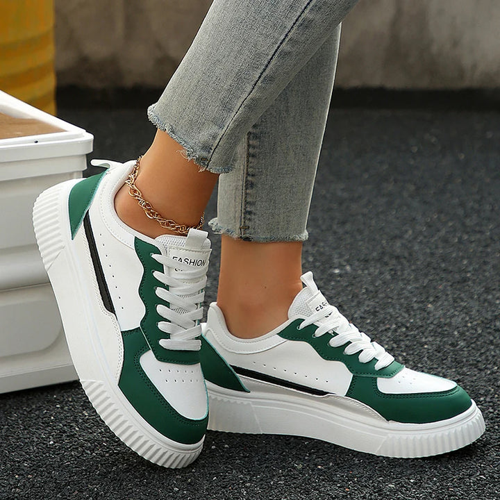 Women Sneakers Spring Autumn Plus Size White Sneaker Women Leather Platform Vulcanizd Shoes Woman Comfort Lace Up Flat Sneakers
