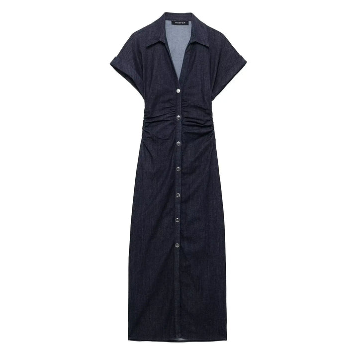 Sleeveless Denim Midi Dress Women Belt Button Long Dress Woman Dresses for Women Streetwear Basic Casual Dress