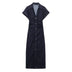 Sleeveless Denim Midi Dress Women Belt Button Long Dress Woman Dresses for Women Streetwear Basic Casual Dress