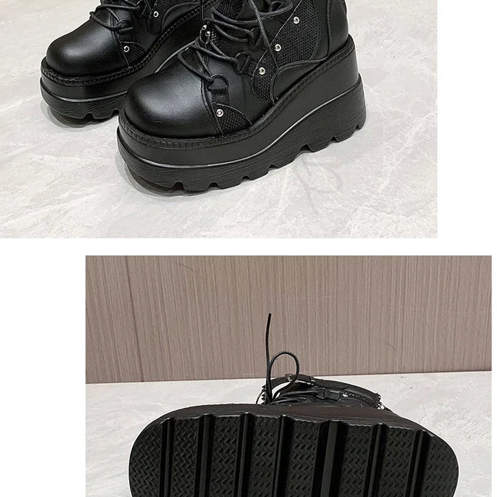 Women's Boots 2024 Autumn Women Ankle Boots Platform Wedges High Heels Short Boots New Fashion Design Zip Cosplay Shoes of Women