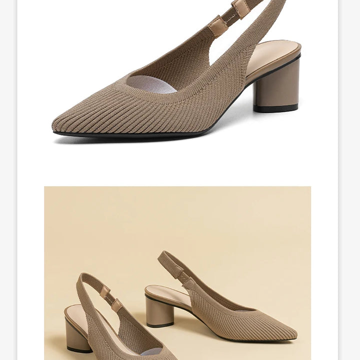 DIMANYU Women Dress Shoes Knitted Solid Color Toe Back Trip Fashion Sandals Women Pointed Toe Shallow Sidespace Women Sandals