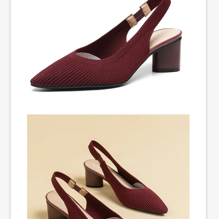 DIMANYU Women Dress Shoes Knitted Solid Color Toe Back Trip Fashion Sandals Women Pointed Toe Shallow Sidespace Women Sandals