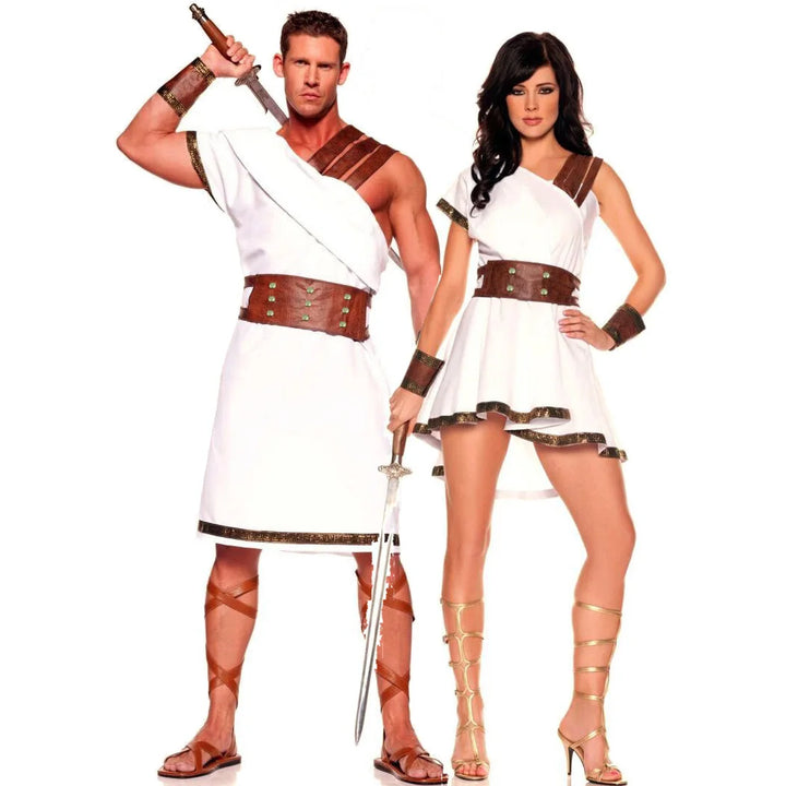 Halloween Women Man Ancient Greek Toga Rome Spartan Warrior Cosplay Costume Mythology God Goddess Fantasia Fancy Dress
