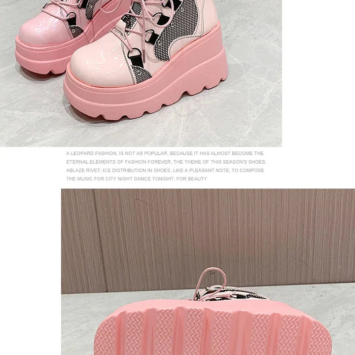 Women's Boots 2024 Autumn Women Ankle Boots Platform Wedges High Heels Short Boots New Fashion Design Zip Cosplay Shoes of Women