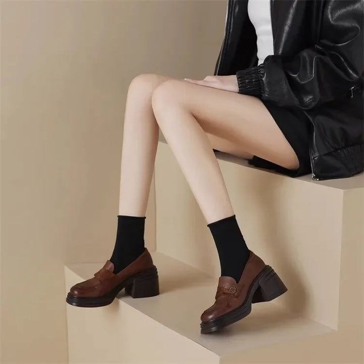 Women's Dress Shoes Fashion Retro Spring Autumn Women Mary Jane Shoes Causal Versatile Lolita Ladies High Heels Leather Shoes