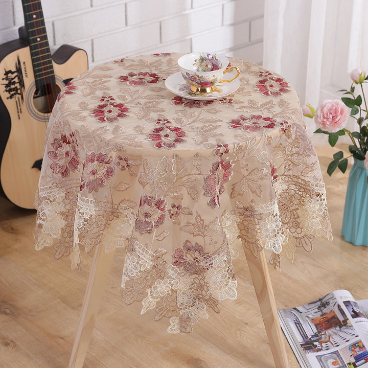 Battilo Lace Table Cover Round Rectangular Tablecloth Luxury Embroidered Coffee Table Cloths for Dining Table Wedding Home Decor