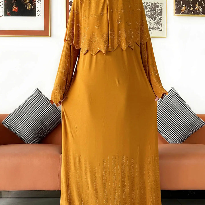 Two Piece Set Hijab Prayer Clothes Muslim Abaya Set Women Prayer Garment Dress Hijab Long Khimar Long Dress Sets Islamic Ramadan