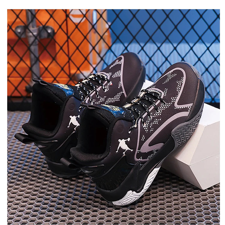 Childrens Basketball Shoes Big Kid Non Slip High-top Sport Training Sneakers Lightweight Outdoor Basketball Boots for Boy Yout