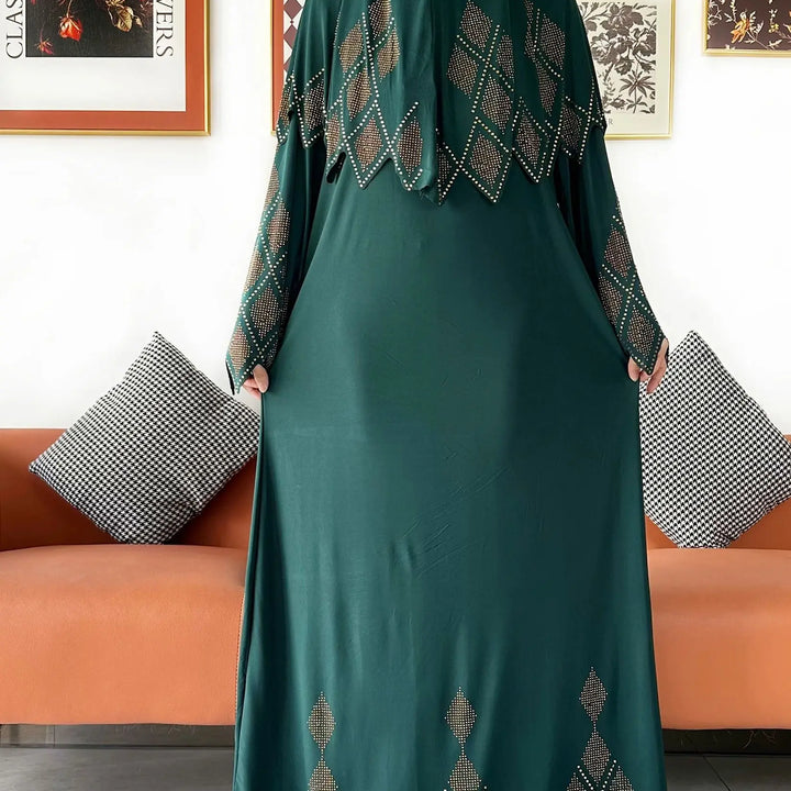 Two Piece Set Hijab Prayer Clothes Muslim Abaya Set Women Prayer Garment Dress Hijab Long Khimar Long Dress Sets Islamic Ramadan