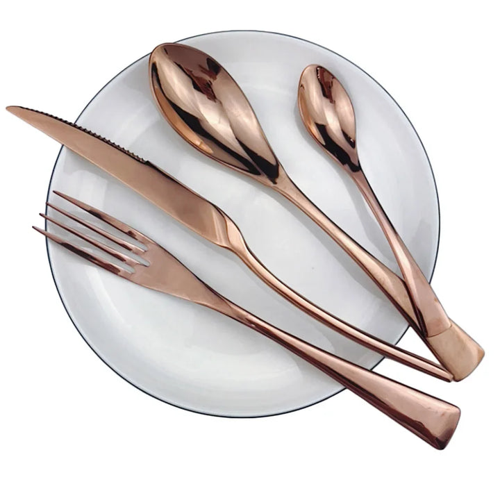 24Pcs Shiny Black Cutlery Set Stainless Steel Dinnerware Sharp Steak Knife Forks Coffee Spoons Tableware Kitchen Silverware Set