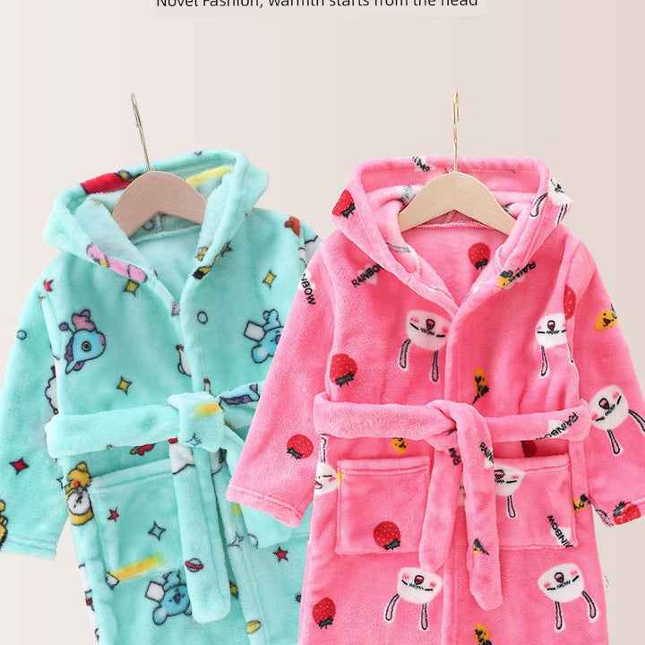 Autumn and Winter Thick Warm Anti-Kicking Blanket Hooded Home Pajamas