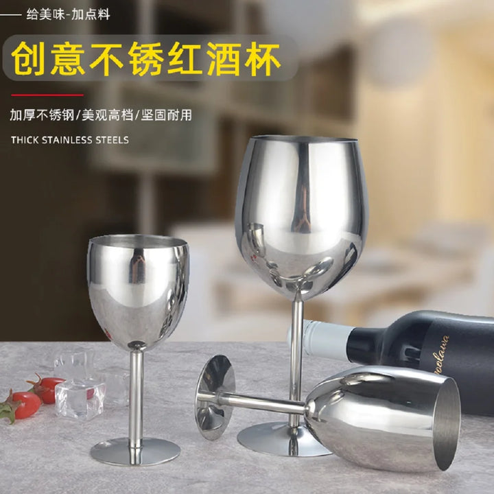 Stainless Steel Wine Glass Goblet Drinking Cup Champagne Glass Party Home Bar Supply